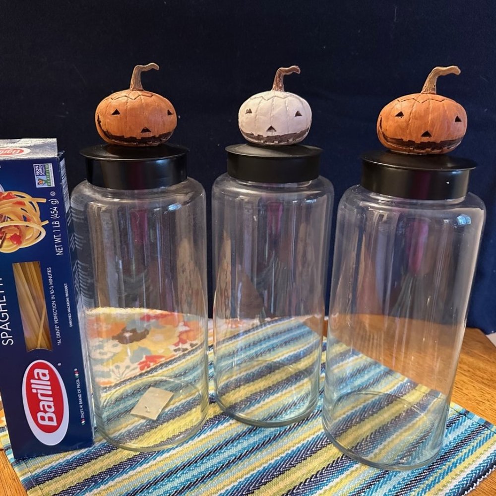 Halloween Home Decor - Jack-o-Lantern Glass Canisters